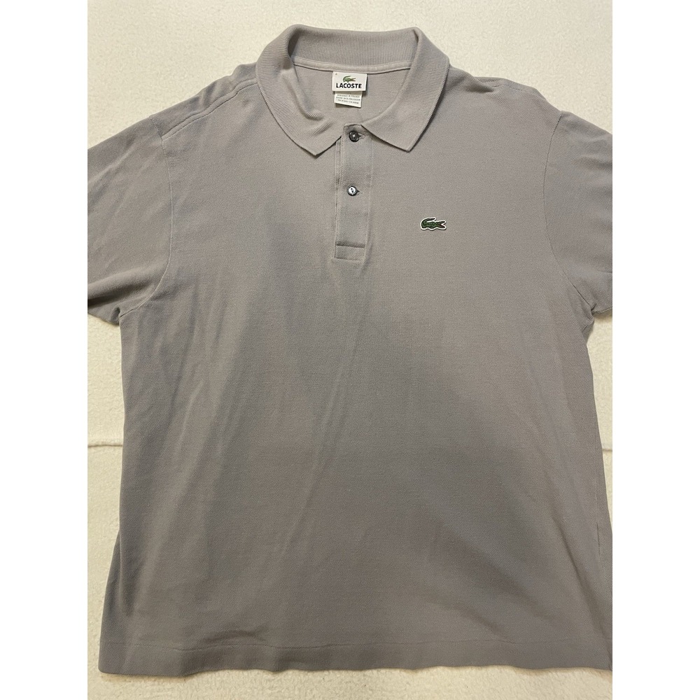 Lacoste Polo Shirt Mens XL Size 6 Gray Pique Crocodile Logo Classic Short Sleeve